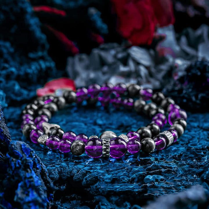 Olivenorma Natural Amethyst Men's Beaded Bracelet - 20cm - image 0
