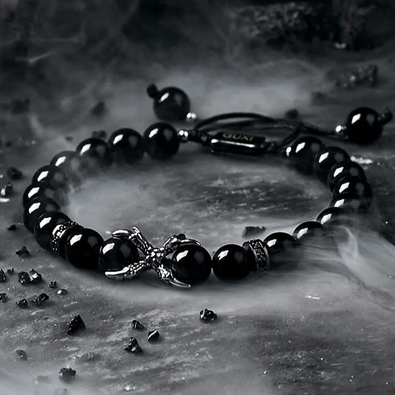 Olivenorma Natural Obsidian Grey Jasper Men's Beaded Bracelet - image 3