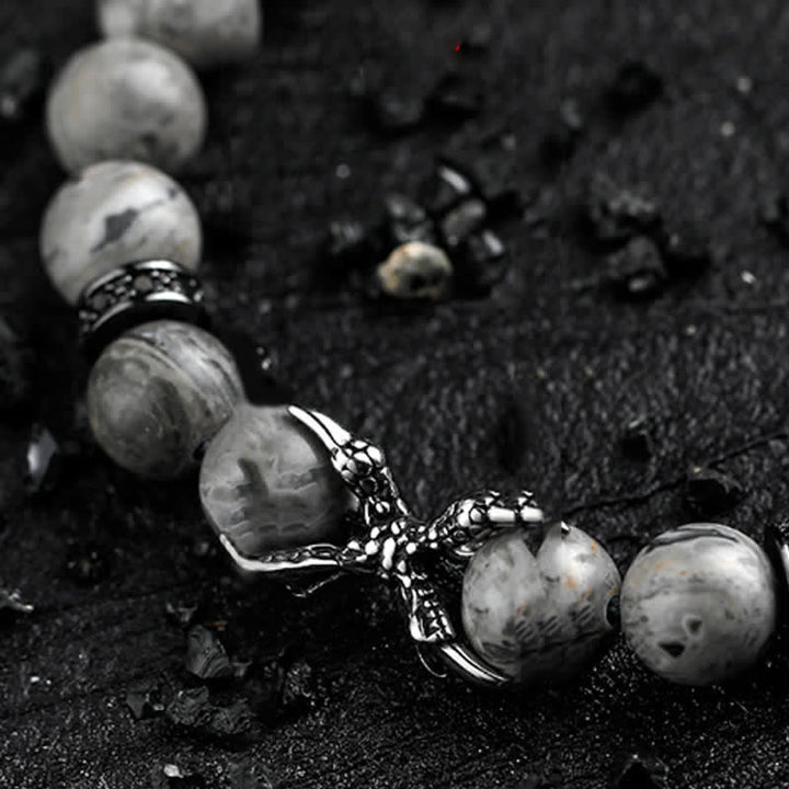 Olivenorma Natural Obsidian Grey Jasper Men's Beaded Bracelet - image 10