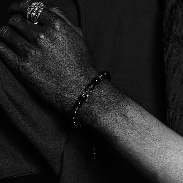 Olivenorma Natural Obsidian Grey Jasper Men's Beaded Bracelet - image 2