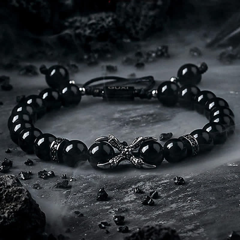 Olivenorma Natural Obsidian Grey Jasper Men's Beaded Bracelet - image 4