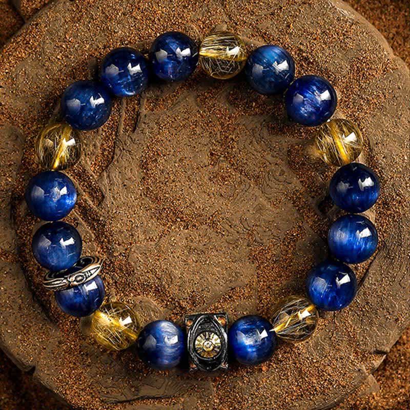Olivenorma Natural Blue Tiger Eye Men's Beaded Bracelet - image 5