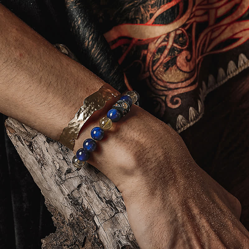 Olivenorma Natural Blue Tiger Eye Men's Beaded Bracelet - image 2