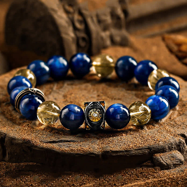 Olivenorma Natural Blue Tiger Eye Men's Beaded Bracelet - 17cm - image 0