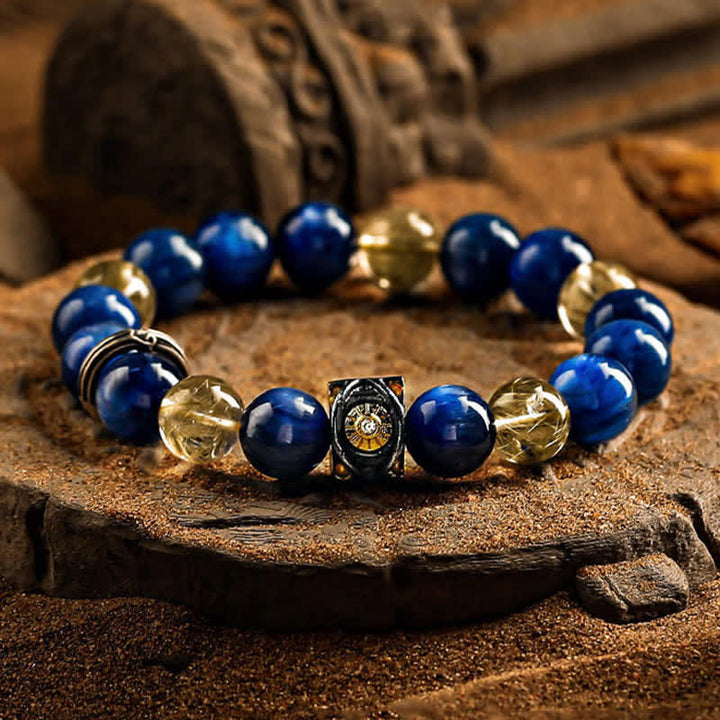 Olivenorma Natural Blue Tiger Eye Men's Beaded Bracelet - image 6