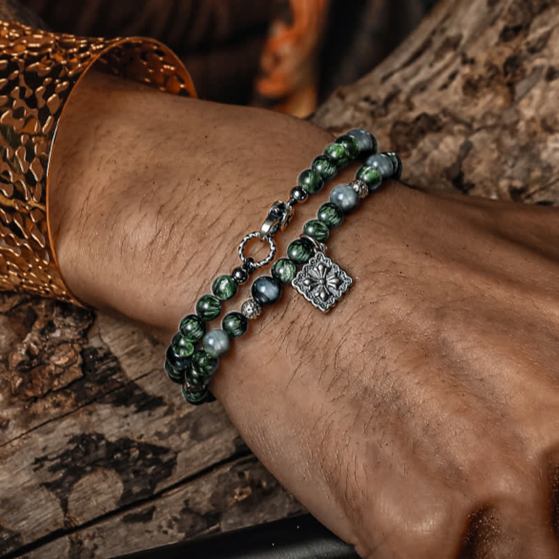 Olivenorma Natural Seraphinite Men's Beaded Bracelet - image 1