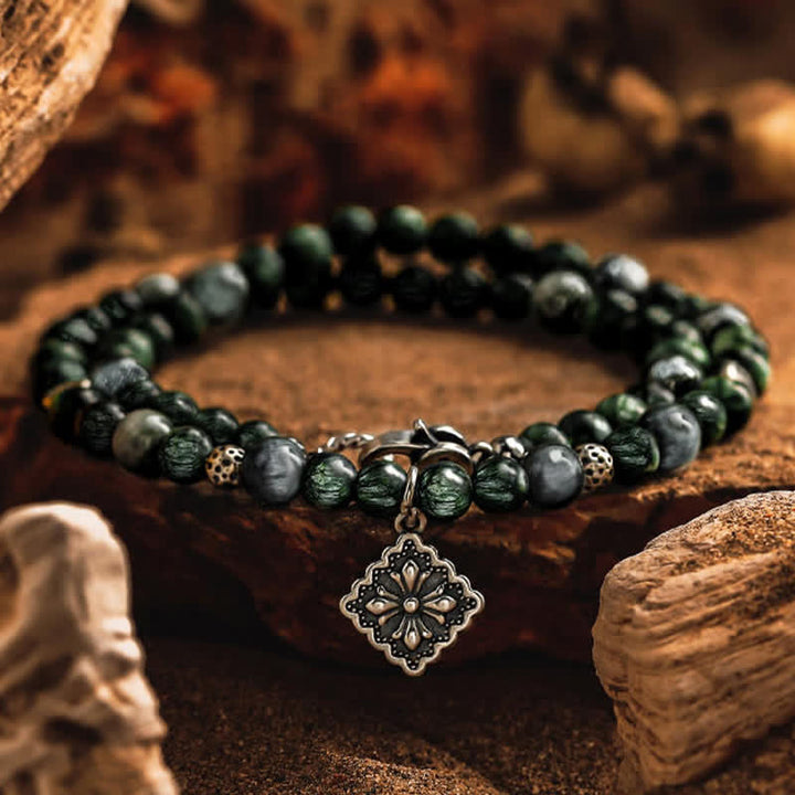 Olivenorma Natural Seraphinite Men's Beaded Bracelet - 17cm - image 0
