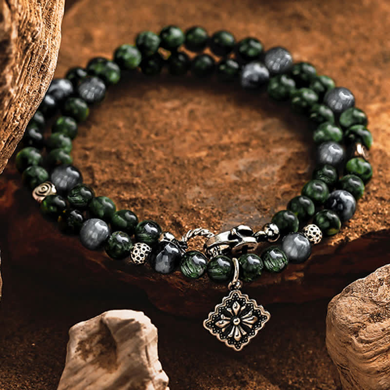 Olivenorma Natural Seraphinite Men's Beaded Bracelet - image 4