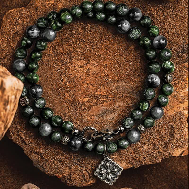 Olivenorma Natural Seraphinite Men's Beaded Bracelet - image 5