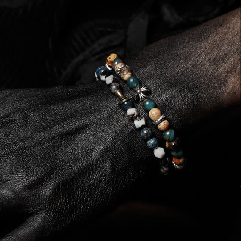 Olivenorma 6mm Natural Stone Men's Beaded Bracelet - image 1
