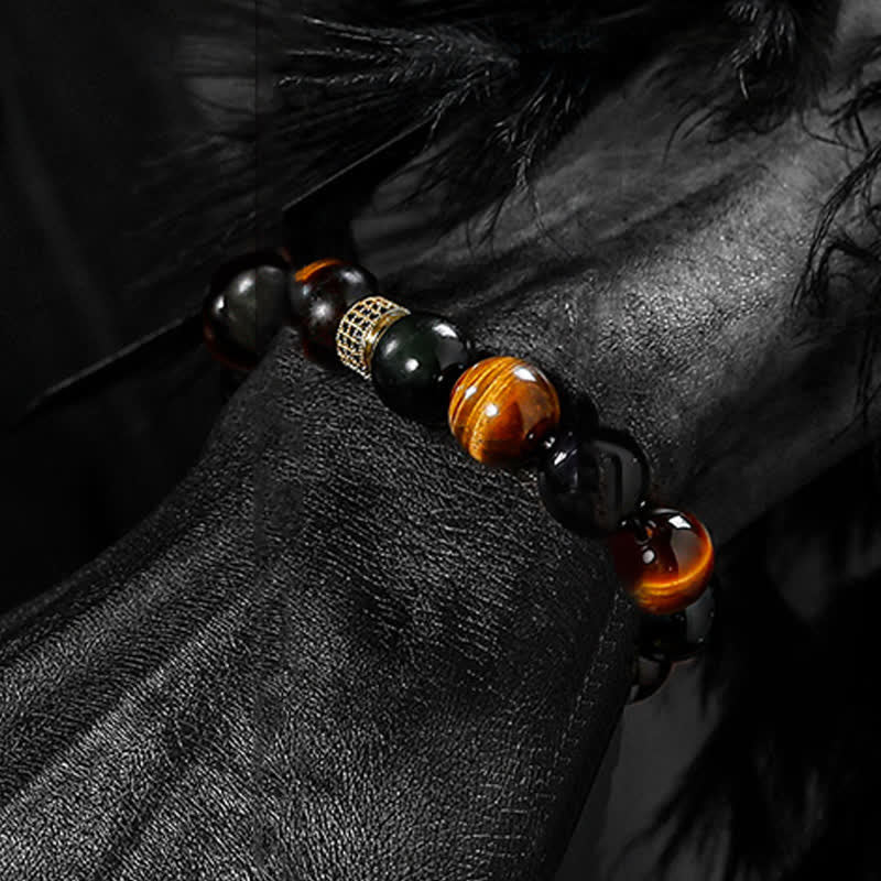 Olivenorma 12mm Natural Tiger Eye Men's Beaded Bracelet - image 2
