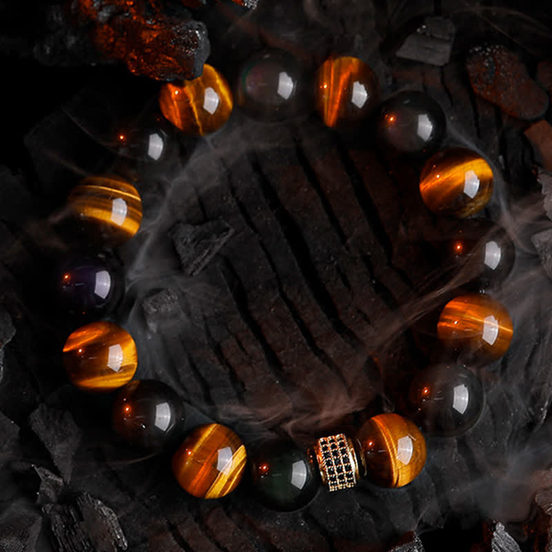 Olivenorma 12mm Natural Tiger Eye Men's Beaded Bracelet - image 4