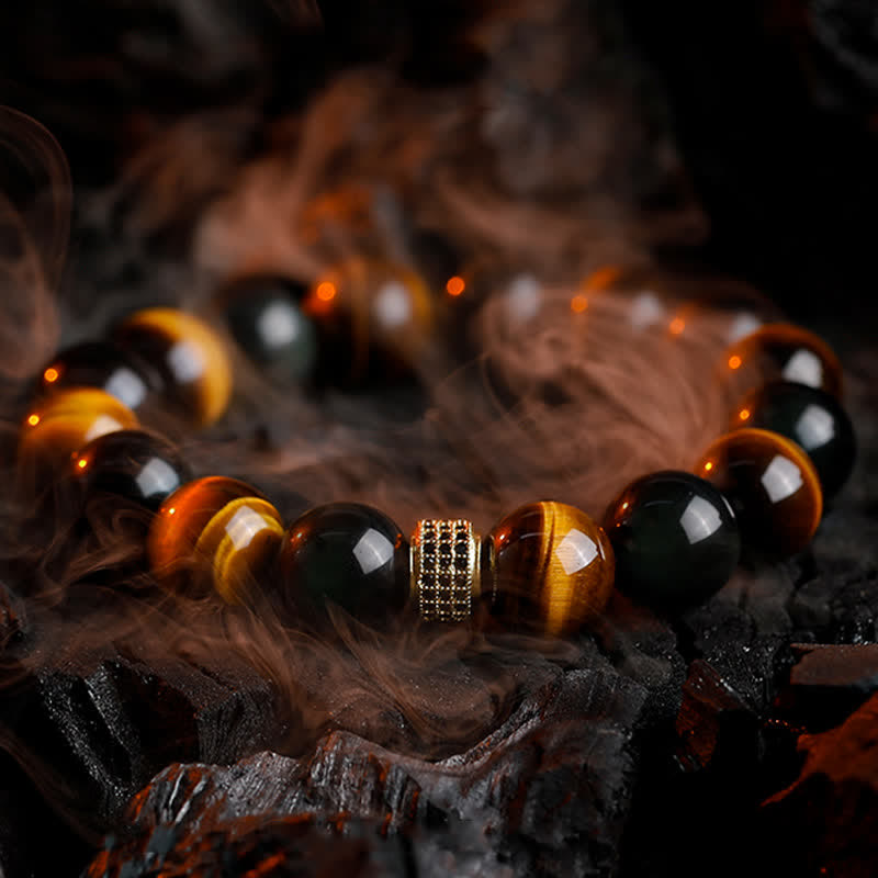 Olivenorma 12mm Natural Tiger Eye Men's Beaded Bracelet - Tiger Eye - 18cm - image 0