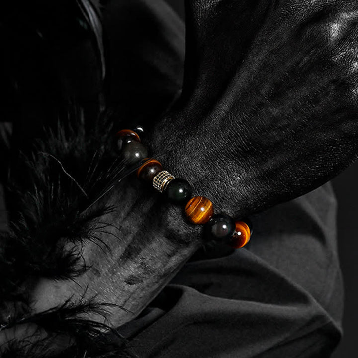 Olivenorma 12mm Natural Tiger Eye Men's Beaded Bracelet - image 1