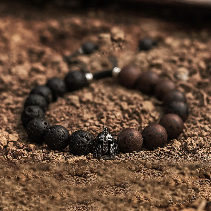 Olivenorma Natural Lava Stone Men's Beaded Bracelet - Lava Stone & Picture Jasper - 17cm-18cm - image 7