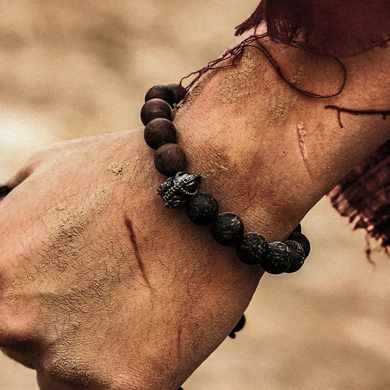 Olivenorma Natural Lava Stone Men's Beaded Bracelet - image 8