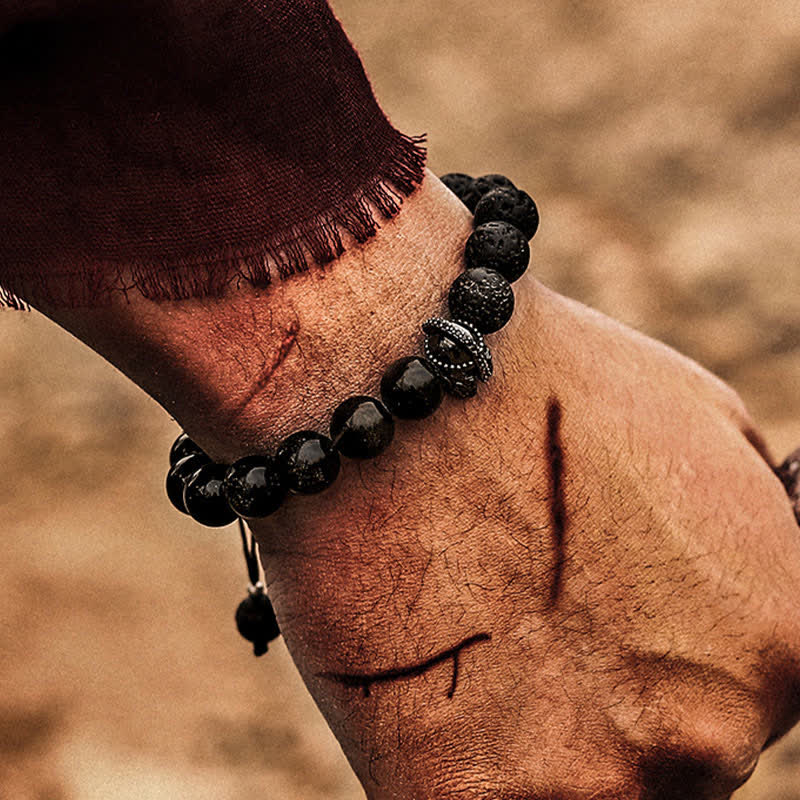 Olivenorma Natural Lava Stone Men's Beaded Bracelet - image 5