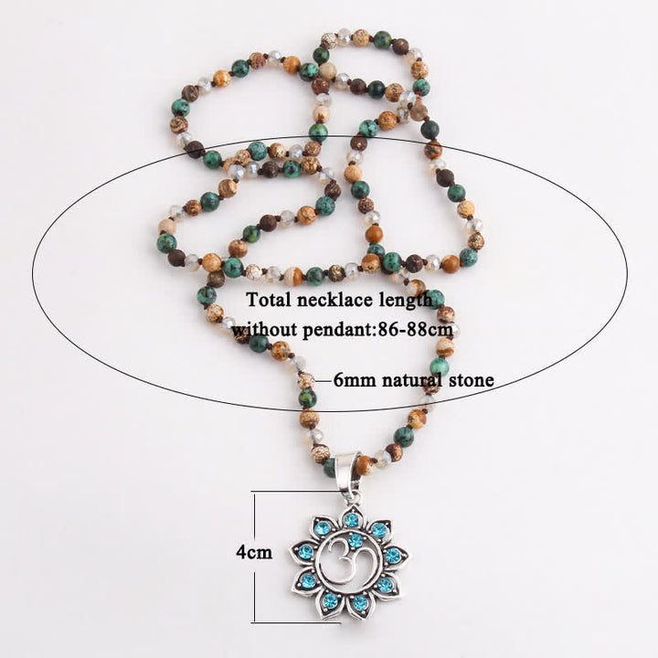 Olivenorma 8mm Natural Stone Beads Om Symbol Pendant Necklace - image 13