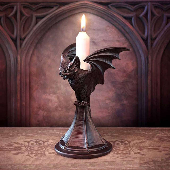 Olivenorma Resin Gothic Cat Shaped Candlestick Holder - Bat - image 0