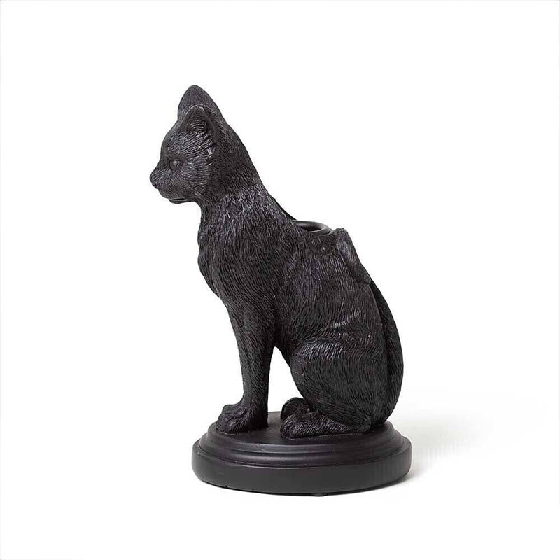 Olivenorma Gothic Cat Wolf Figurine Candle Stick Holder - image 2