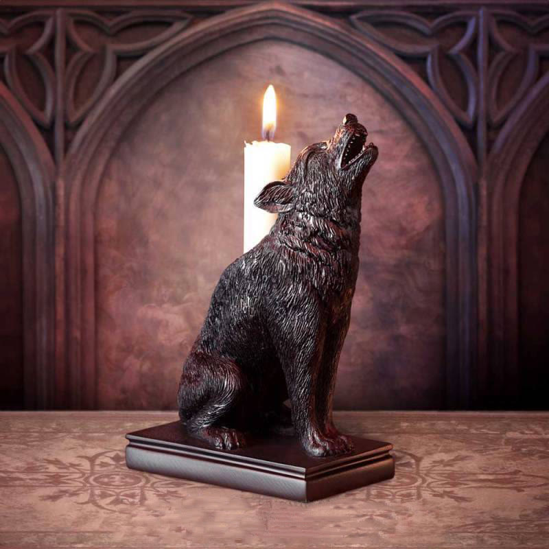 Olivenorma Gothic Cat Wolf Figurine Candle Stick Holder - Wolf - image 4