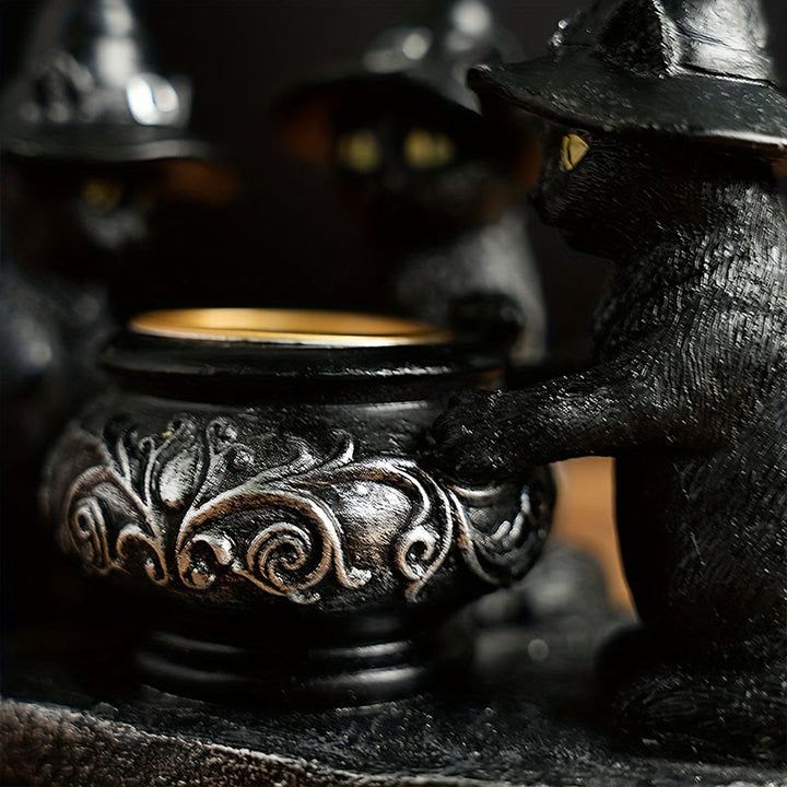 Olivenorma Halloween Three Witch Cats Tealight Candle Holder - image 5