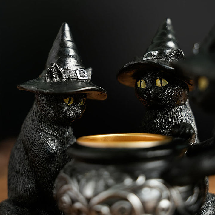 Olivenorma Halloween Three Witch Cats Tealight Candle Holder - image 4
