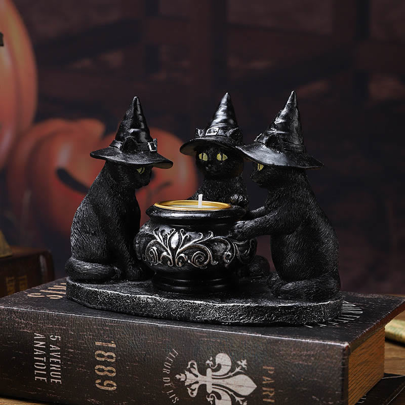 Olivenorma Halloween Three Witch Cats Tealight Candle Holder - image 2