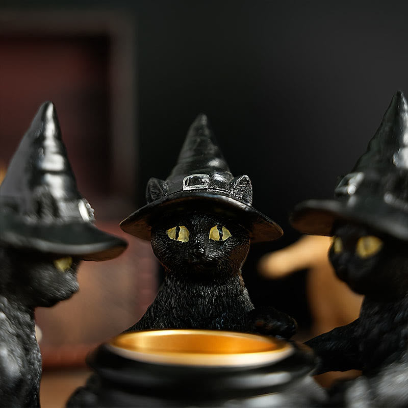 Olivenorma Halloween Three Witch Cats Tealight Candle Holder - image 3