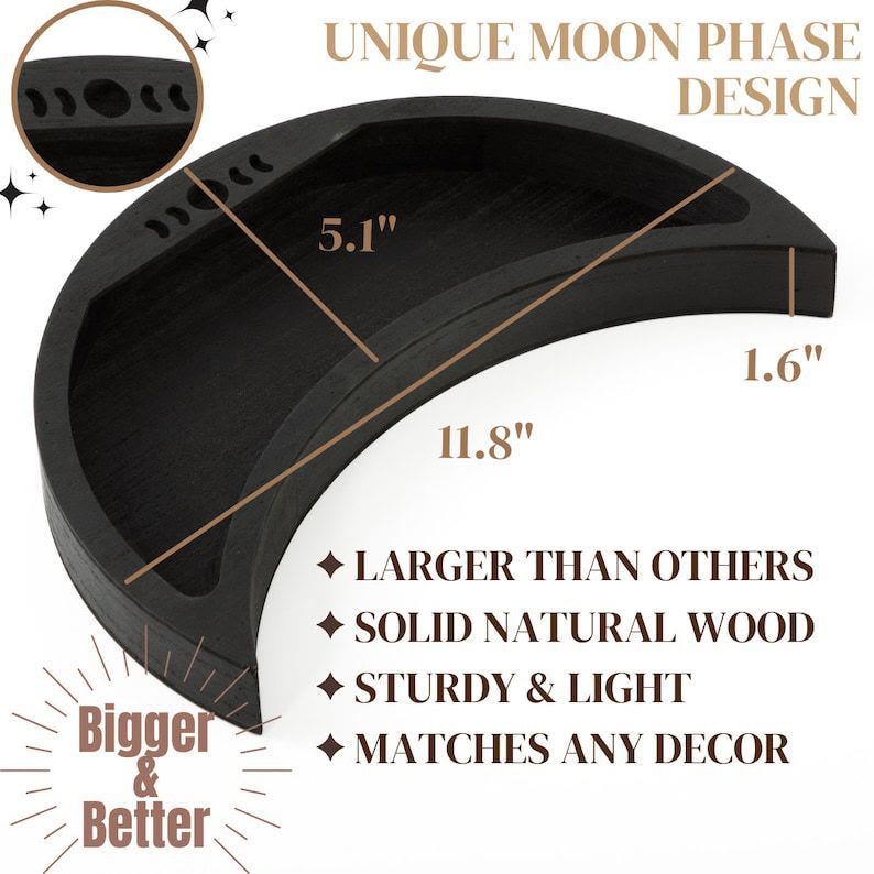 Olivenorma Engraved Moon Phase Design Crescent Tray Crystal Shelf - image 4