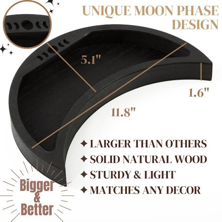 Olivenorma Engraved Moon Phase Design Crescent Tray Crystal Shelf - image 4