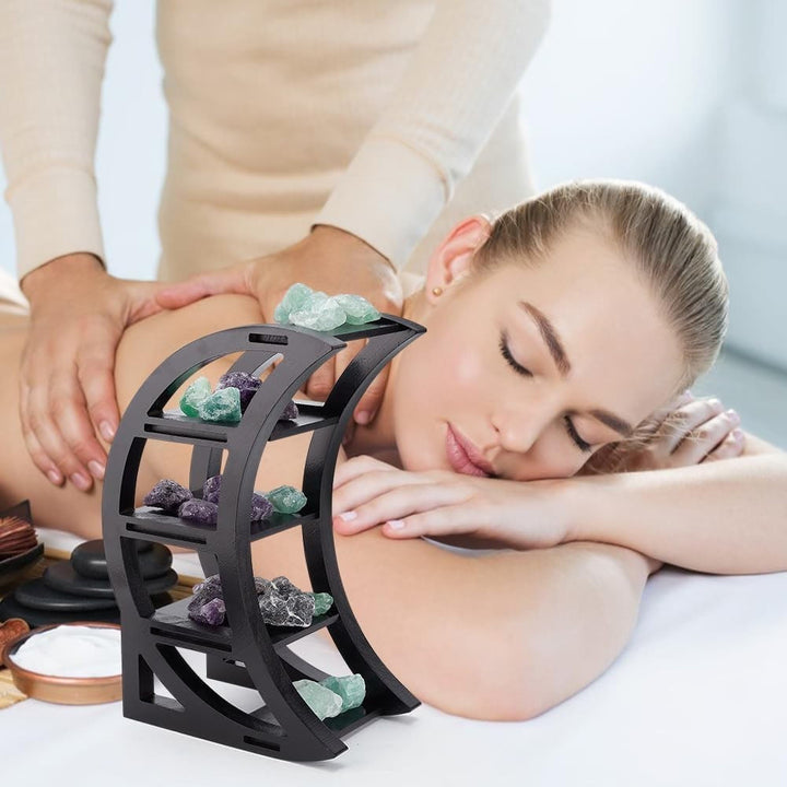 Olivenorma Wooden Crescent Gemstone Essentials Oils Storage Crystal Shelf - image 2