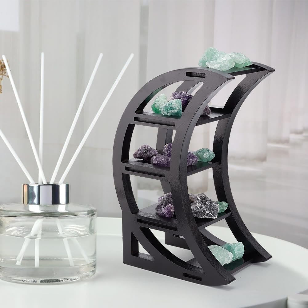 Olivenorma Wooden Crescent Gemstone Essentials Oils Storage Crystal Shelf - image 1