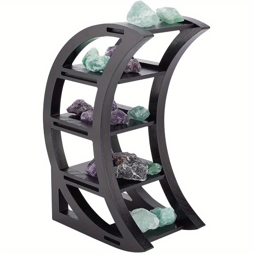 Olivenorma Wooden Crescent Gemstone Essentials Oils Storage Crystal Shelf - image 6