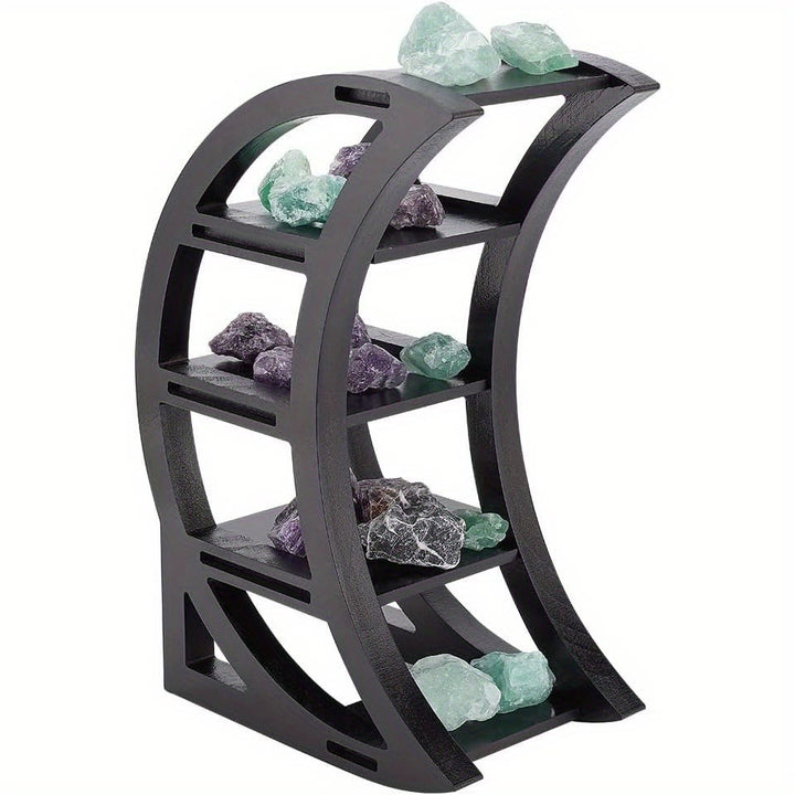 Olivenorma Wooden Crescent Gemstone Essentials Oils Storage Crystal Shelf - image 6