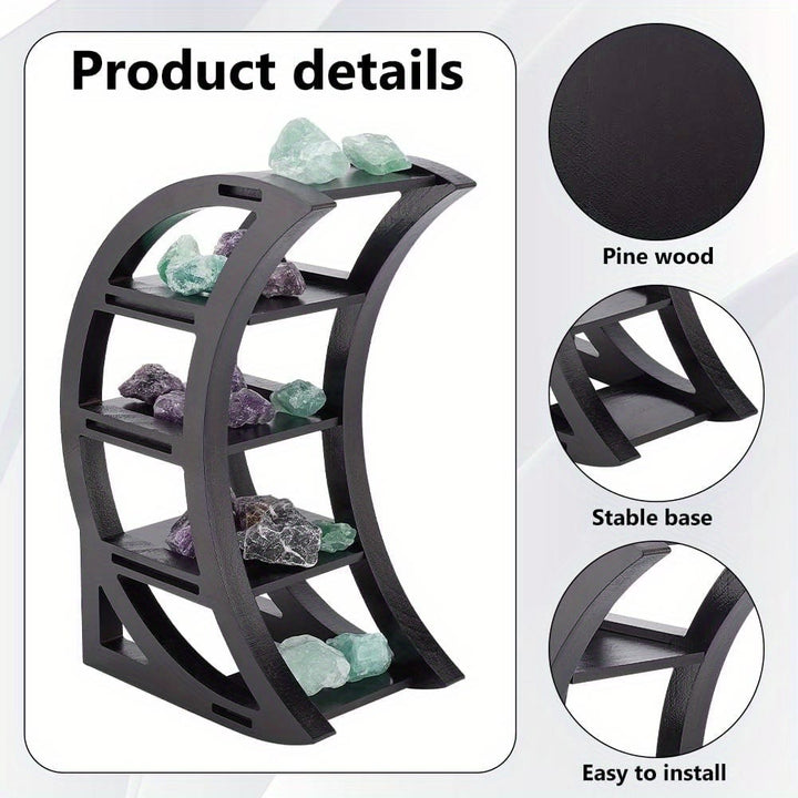 Olivenorma Wooden Crescent Gemstone Essentials Oils Storage Crystal Shelf - image 3