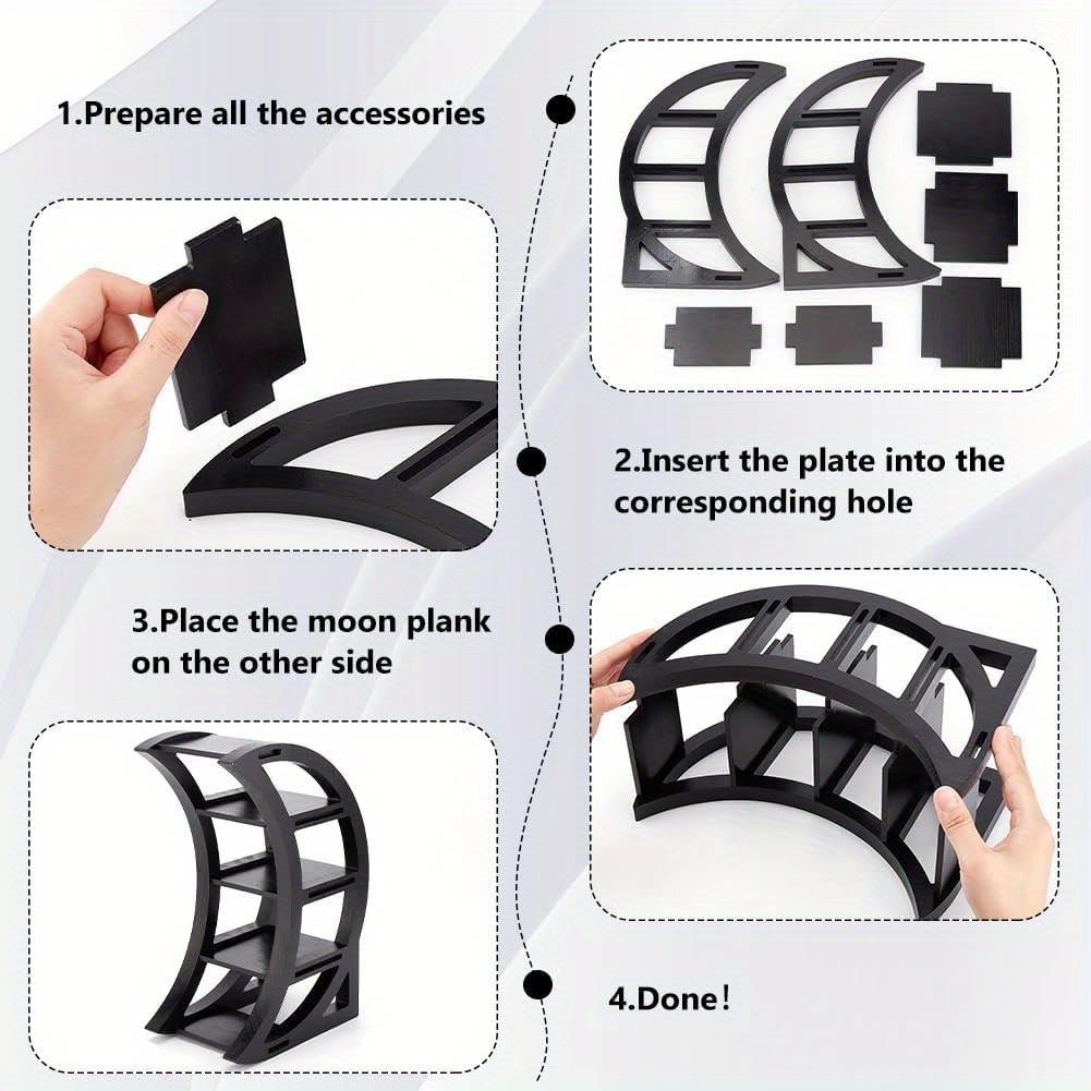 Olivenorma Wooden Crescent Gemstone Essentials Oils Storage Crystal Shelf - image 4