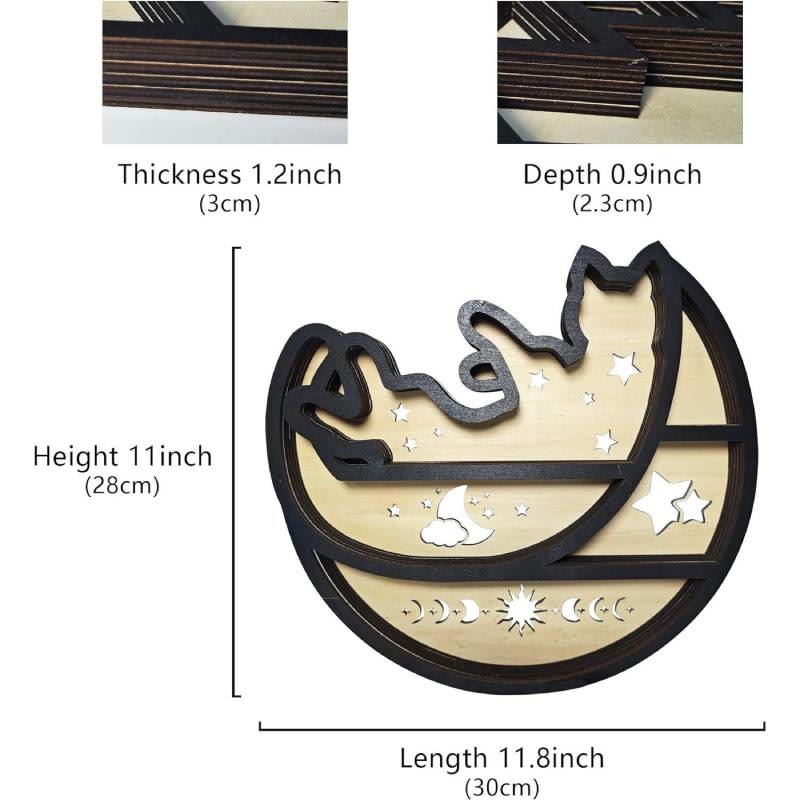 Olivenorma Boho Cat on the Moon Wooden Crystal Shelf - Style B - image 6