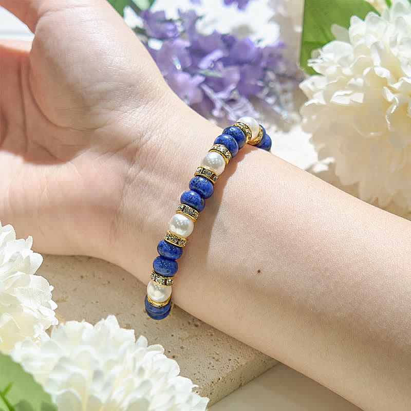 Olivenorma Natural Freshwater Pearl Lapis Lazuli Women Bracelet - image 1