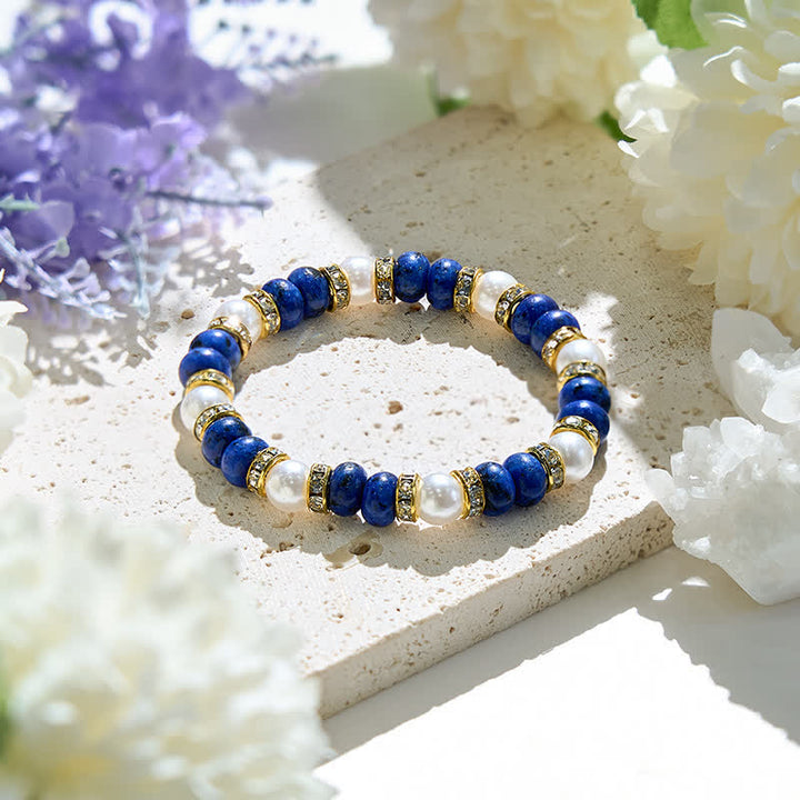 Olivenorma Natural Freshwater Pearl Lapis Lazuli Women Bracelet - Freshwater Pearl & Lapis Lazuli - image 0