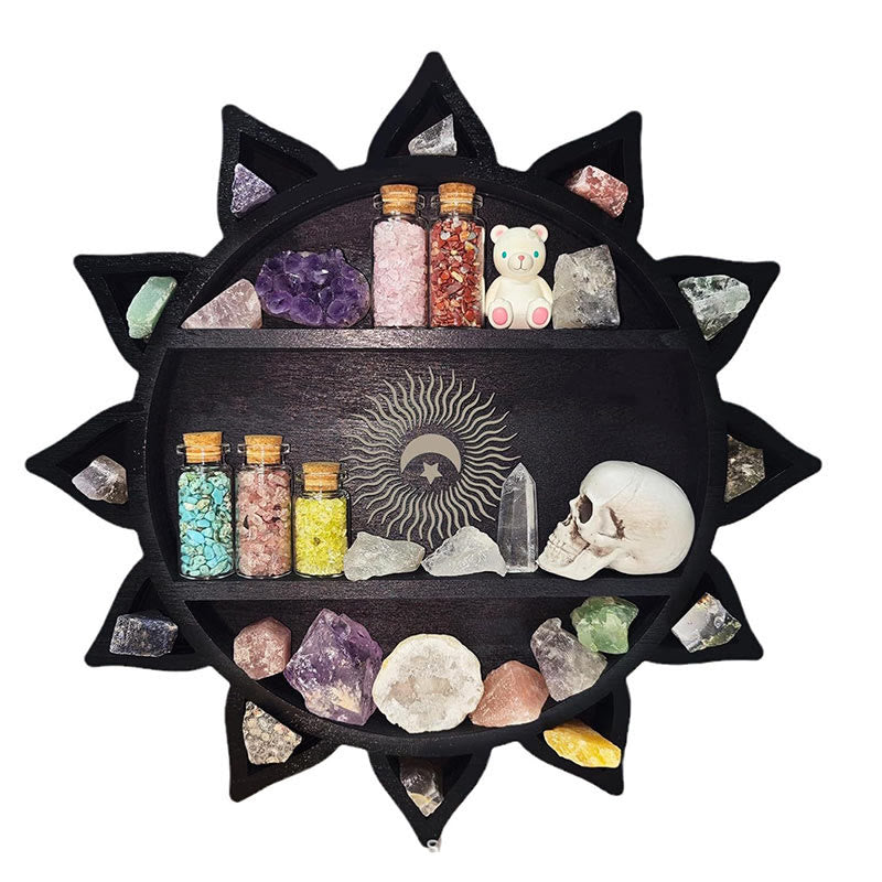 Olivenorma Wooden Lotus Flowers Crescent Floating Crystal Shelf - image 2