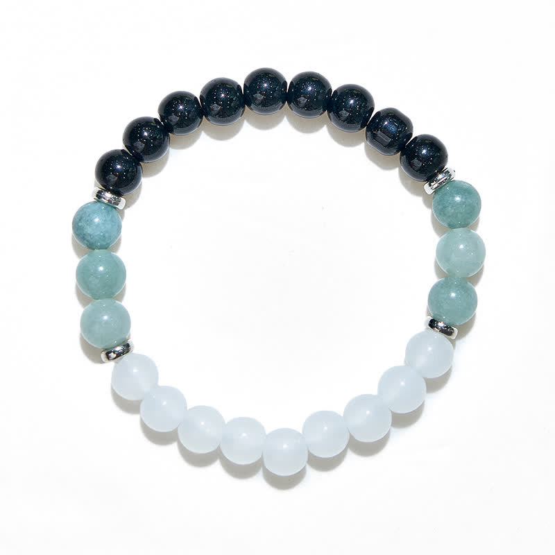 Olivenorma Clear Crystal Amazonite Obsidian Beads Bracelet - image 5