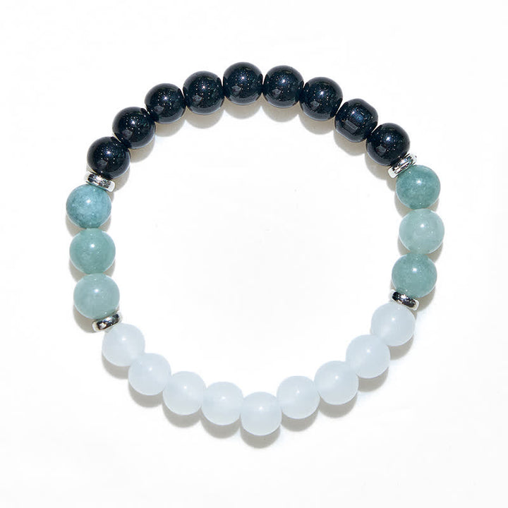 Olivenorma Clear Crystal Amazonite Obsidian Beads Bracelet - image 5