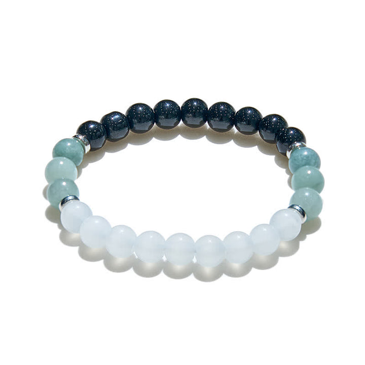 Olivenorma Clear Crystal Amazonite Obsidian Beads Bracelet - image 4