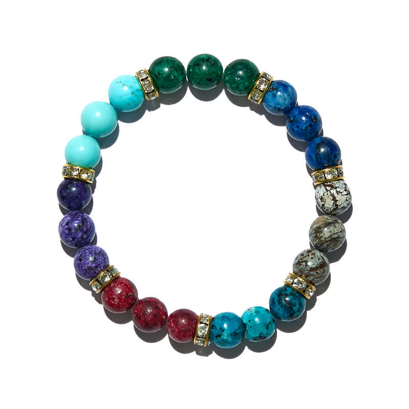 Olivenorma 8mm Natural Stone Metal Roller Beads Bracelet - image 5