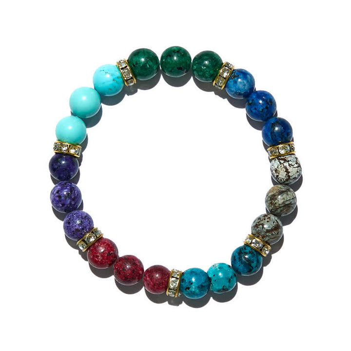 Olivenorma 8mm Natural Stone Metal Roller Beads Bracelet - image 5