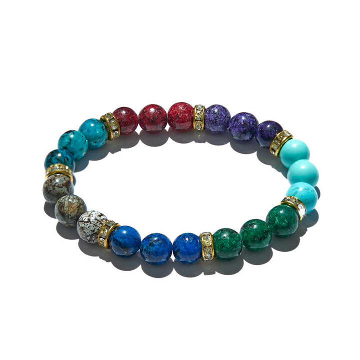 Olivenorma 8mm Natural Stone Metal Roller Beads Bracelet - image 4