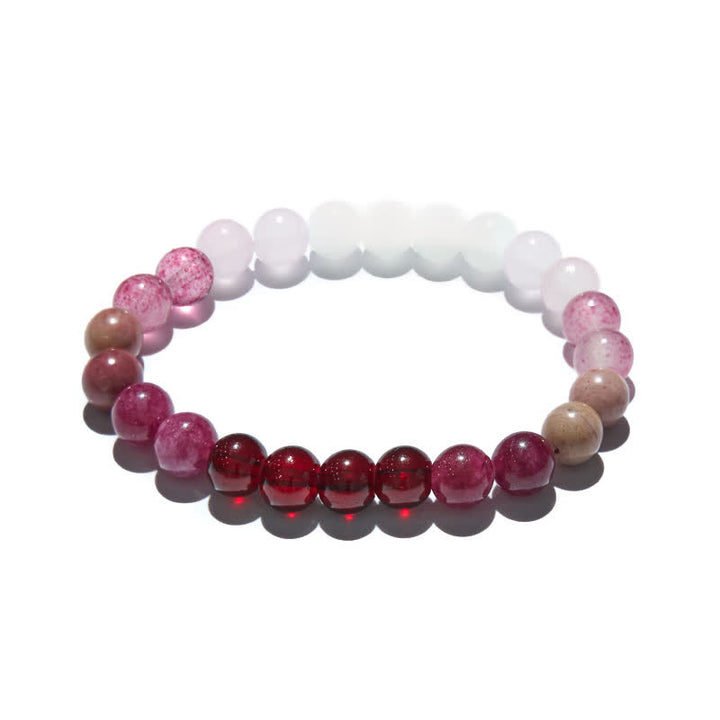 Olivenorma 8mm Natural Pink Crystal Bead Women Bracelet - image 2