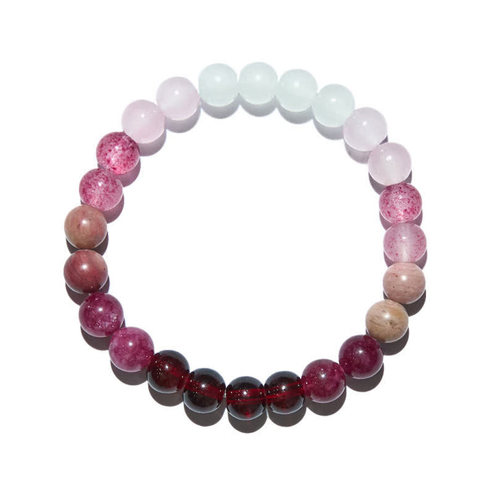Olivenorma 8mm Natural Pink Crystal Bead Women Bracelet - image 3