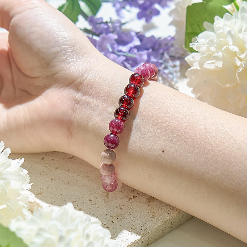 Olivenorma 8mm Natural Pink Crystal Bead Women Bracelet - image 1